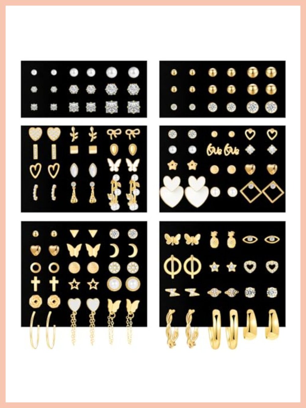 18 Pairs Gold Hoop Earring Set for Women, Multiple Styles Fashion Jewelry